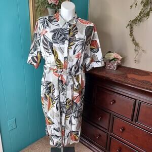 Ulla Popken Kaftan Tropical Jungle Print Dress 24/26
